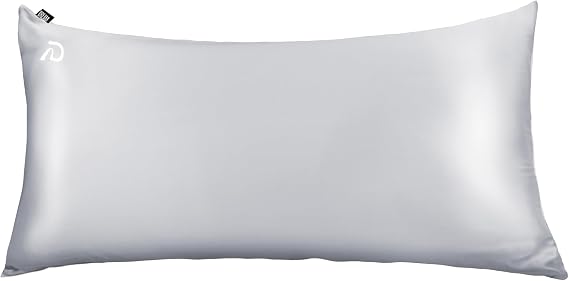 Dream Recovery Performance Silk Pillow Case with Zipper | 100% Silver Mulberry Silk Pillowcase for Hair and Skin, Naturally Cooling and Moisturizing, King Size (19" x 36"), Slate