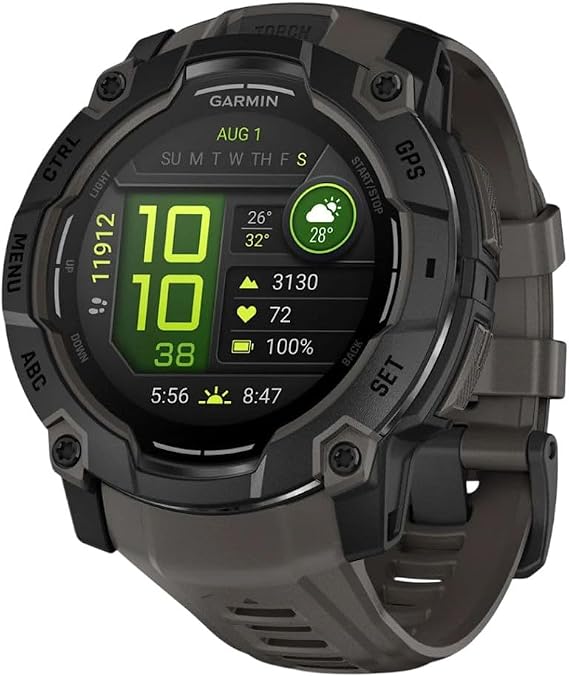 Garmin Instinct® 3 50 mm, AMOLED ekran, sağlam dış mekan GPS akıllı saat, metal takviyeli çerçeve, dahili el feneri, 18 güne kadar pil ömrü, kömür | Parlak AMOLED ekran, sağlam tasarım, metal takviyeli çerçeve, sağlık izleme, 24 saat dahili el feneri