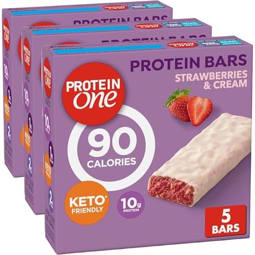 Protein Strawberries and Cream Protein Bars, GLP-1 Friendly, 5 Ct, 4.8 oz Pack of 3