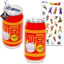 Dragon Ball Z Stainless Steel 9oz Water Bottle Set - Bundle of 2 Karin Senzu Beans Travel Thermo Cool Tin Can Tumblers Plus Stickers | Dragon Ball Z Gifts