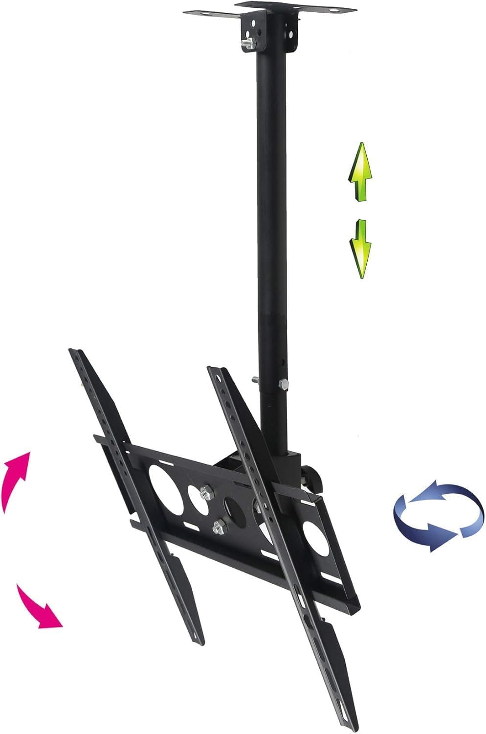 TV Ceiling Hanging Bracket, 26 - 55 Inches, TV Wall Mount, 360° Rotation, Left and Right Angle Adjustment, Pole Maximum Length 34.6 inches 880 mm, Up and Down Extendable, Load Capacity 70.5