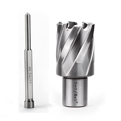 OSCARBIDE 1-18x1 Annular Cutter, 34 inch Weldon Shank,1-18 inch Cutting Diameter 1 inch Depth of Cut, 2 Flat Mag Drill Bit with Pilot Pin for Magnetic Drill Press,1 Piece