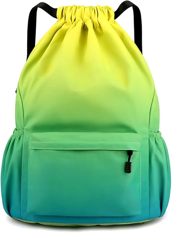 Drawstring Backpack, Waterproof Bag With Outside Zipper Pocket
