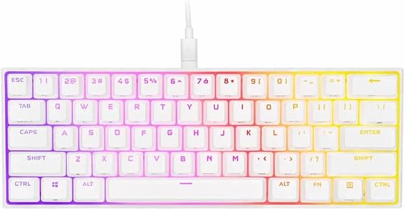 Corsair K65 RGB MINI 60% Mechanical Wired Gaming Keyboard Cherry MX Speed Switches PBT Double-Shot Keycaps iCUE Compatible QWERTY NA White