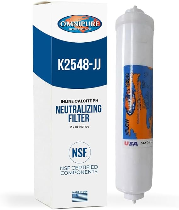 Omnipure K2548 Inline Calcite pH Neutralizing Remineralization Water Filter for Reverse Osmosis 2 x 10 Inches (K2548-JJ)