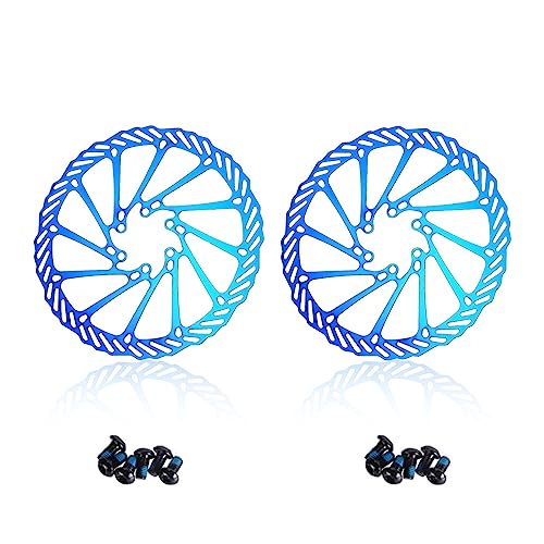 CNC Bike Disc Brake Rotor 160mm 180mm 203mm,Bicycle Disc Brake Rotor 160mm180mm203mm With Bolts For MTB Mountain BikeColorfulGold 203mm-blue