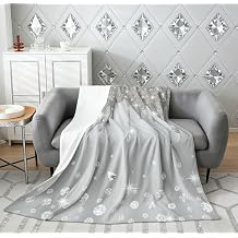 Feelyou Silver Glitter Print (No Glitter) Plush Throw Blanket, Bling Party Decorations Grey Flannel Fleece Blanket for Diamond and Jewelry All Season,Bed Blanket Throw 50"x60"