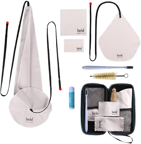 Imelod Saxophone Cleaning kit with Case for Alto Tenor Clarinet Flute and other Wind & Woodwind Struments Including Sax Cleaning Cloth(4pcs),Mouthpiece Brush(Dark Gray)