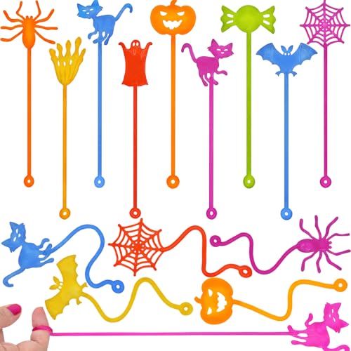 36 Pack Halloween Sticky Hands Toys Spider Web Cat Bat Pumpkin Candy Ghost Sticky Stretchy Toys for Kids Girls Boys Halloween Goodie Bags Fillers Party Favors Treat Bag Gifts