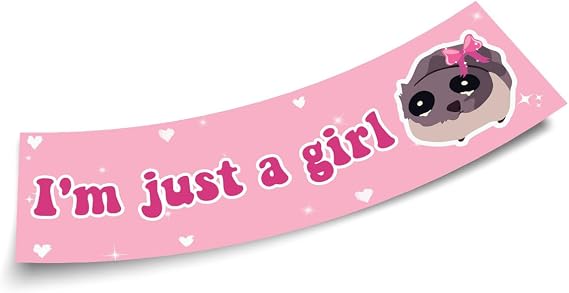 Funny Sad Hamster Meme Bumper Sticker I'm Just A Girl Pink 11x3in Sticker, Funny Bumper Sticker for Car Truck, Waterproof UV-Resistant Sticker