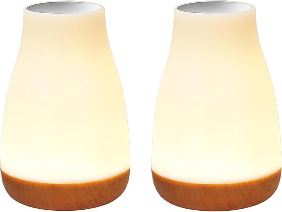 2 Pack Touch Night Light,13 RGB Colors & 5 Brightness, USB Rechargeable Desk Lamp, Night Light for Bedroom/Nursery/Bathroom/Hallway/Outdoor/Living Room