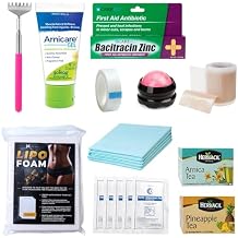 Lipo Surgery Recovery Kit (21 Piece Set) - Liposuction Recovery Supplies Post Surgery Care | 360 Massage Roller, ABD Pads, Lipo Foam, Scar Tape, Bromelain Arnica Teas & More