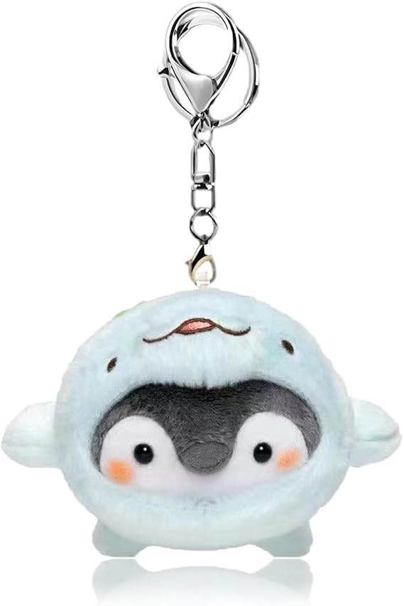 4.72 inch Plush Penguin Dolphin Hat Keyring,Penguin Keychain, Cute Dolphin Keychain Keyring Gift for Backpack Decoration