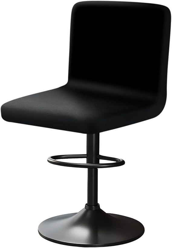 Bar Stool Covers with Back Velvet Bar Stools Slipcovers with Backrest Very Soft Elastic and Easy to Install Wrinkle Resistant, Washable, Dustproof (1, Black)
