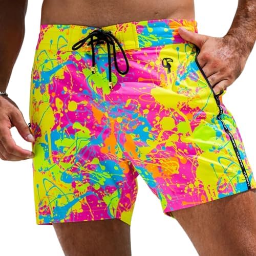 Tucann Mens Trunks 5 Compression Liner Quick Dry Zipper Pocket Chlorine Resistan 4 Way Stretch Printed Swim Shorts for Men