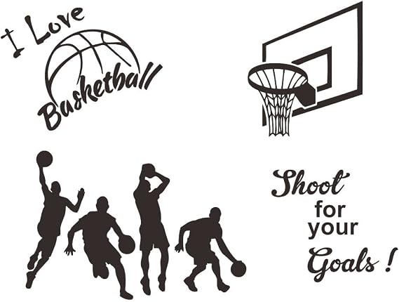 Basketball Sports Wall Decal, Shoot for Your Goals Quote Vinyl Sticker