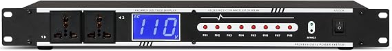 Depusheng 10 Outlet Power Conditioner 10 Amp 2000w Audio Digital Power Sequencer Rack Mount With Precise Real-Time Voltage Display Suitable For Home KTV Classroom Stage Studio - Black(D228)