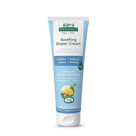 Aleva Naturals Soothing Baby Diaper Cream for Newborn and Toddlers, Fragrance-Free, Organic Shea Butter, Aloe Vera, Calendula Extracts and Sensitive Skin Friendly - 3.4 Fl Oz