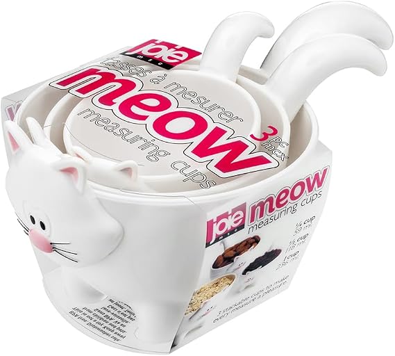 Joie Meow Cat Stackable Kitchen Measuring Cups Set, Colors May Vary