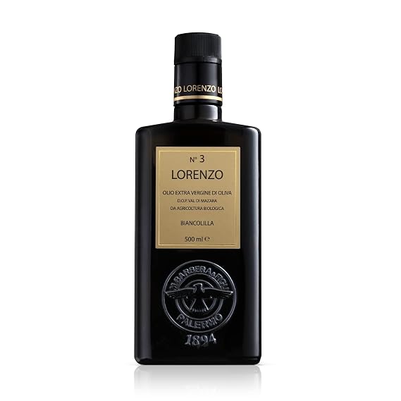 Barbera Lorenzo N 3 Organic Extra Virgin Olive Oil PDO Val di Mazara, Fruity, Cold Extracted Authentic Sicilian Olive Oil, Fresh Harvest Imported Olive Oil From Italy 16.9 oz