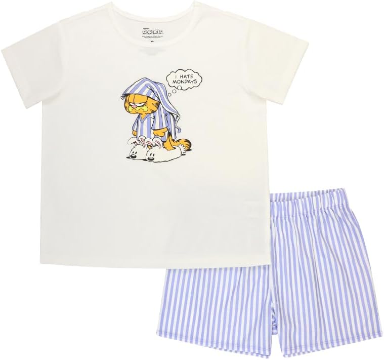 Garfield Big Girls 2-Piece Loose-fit Recycled Polyester Pajama Set, Soft & Cute for Kids