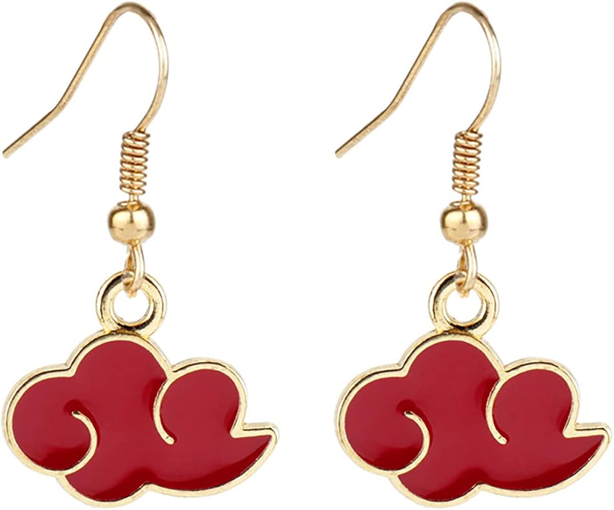 Fanforty Anime Naruto Cosplay Naruto Earrings Akatsuki Symbol Dangle Earrings Anime Red Cloud Earrings Gifts for Woman Girls