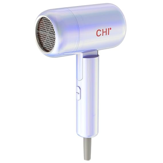 CHI The Pearly Hair Dryer, Lightweight for Travel & Storage, Foldable Handle & Air Concentrator Nozzle, Dual Voltage, Faster Dry Time