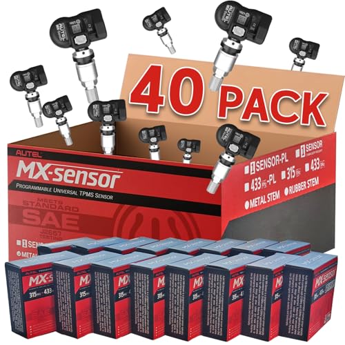 Autel TPMS Sensors, 40pcs MX Sensors, 2 in 1315MHz  433MHz Press-in OE-Level Tire Pressure Sensors, Programmed by TPMS Programming Tool TS408S TS508WF, TS601 TS900 ITS600 MS906TSMetal Valves