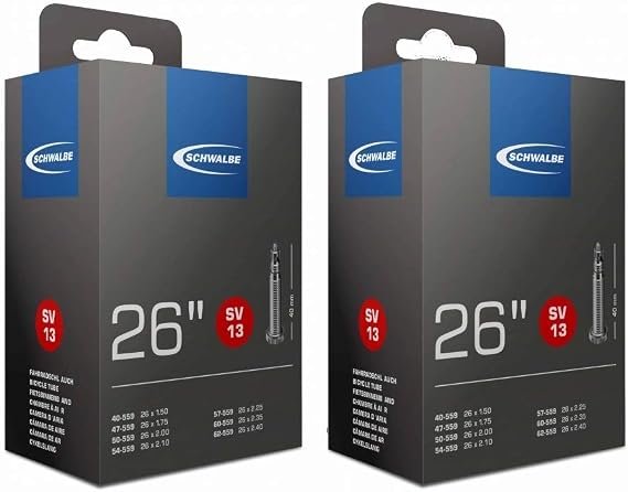 Schwalbe SV13 01150102C Inner Tubes 26 Inches Presta Valve (Pack of 2)