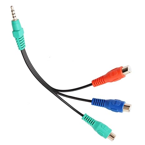 RCA Component Video Cable, 3.5mm Stereo Male to 3 RCA Female RGB Adapter CBF Signal Cable for Samsung, LG LED TV