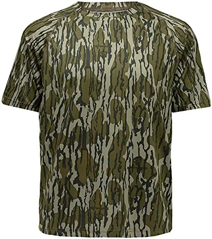 Mossy Oak Camo Hunting Short Sleeve Shirt for Men - Lightweight Performance Stretchable Tee with 4-Way Stretch & Cooling Tech