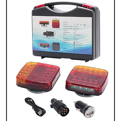 Wireless Trailer Lights Magnetic, 2025 New Magnetic Wireless Tail Lights for Trailer, Rechargeable Towing Light Kit with Powerful Suction Base for Trucks, Boat, RV, Vehicle