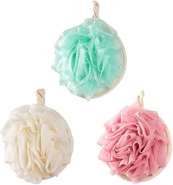 Exfoliating Washcloths 3pack Shower Loofah Balls Shower Bath Sponge Exfoliating Body Scrubber Exfoliating for Siky Skin, Deep Clean Exfoliating Towel for Body (Color : D)