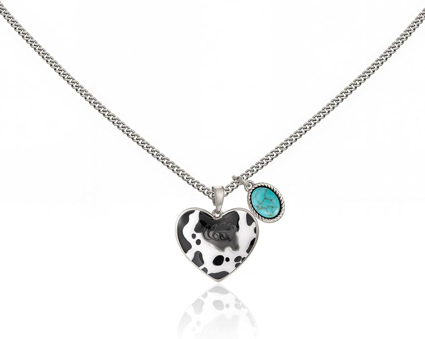 Wrangler Heart Turquoise Pendant Necklace, Gold Plated Western Jewelry
