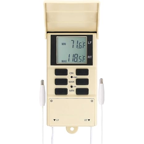 Forestry Suppliers Digital Max Min Thermometer, Records 7 Days of Highs and Lows, Dual Probe Channels, C or F Selectable