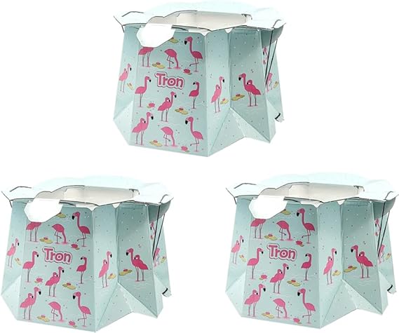 Hippychick Tron Potty, Travel Sickness Throw Away Packs for Children of up to 30 kg, Disposable, Collapsible, Portable, Non-Spill, Environment Friendly, Potty Training, 3-Pack, Flamingo