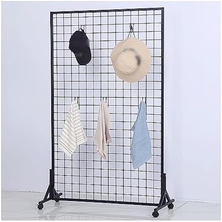 Gridwall Panels & Units, Movable Floor Standing Retail Display Gridwall Mesh Storage Units, Retail Shopfitting Shop Market Display Racks, Partition Screen Color : Black, Size : 47x100CM