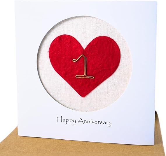 Camellia Bees 1st First Year Wedding Anniversary Card For Her Him, Handmade Anniversary Card for Wife, Husband, Couple((1st)