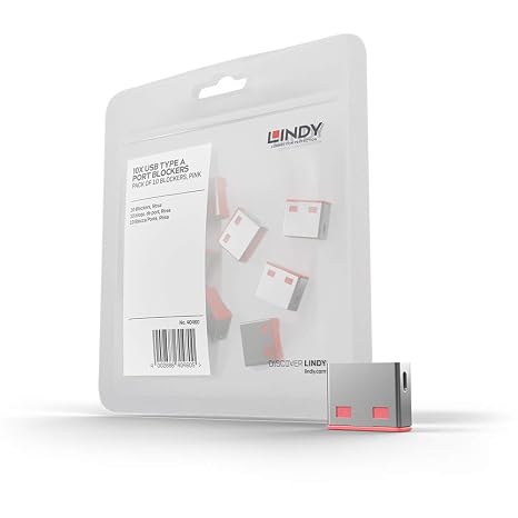 Lindy USB Port Blocker - Pack of 10, Pink 40460