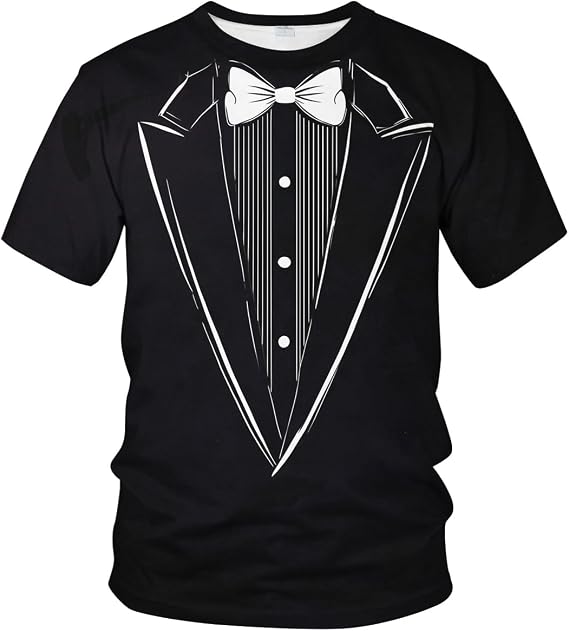 Mens Tuxedo T-Shirts Party Humor Vintage Funny Tux Tee Classic Black Joke Concert Festival Tshirt