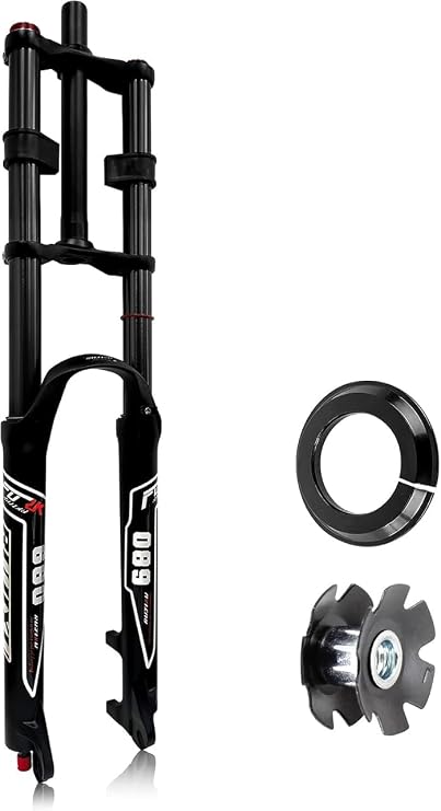 27.5 Inch MTB Air Fork Double Shoulder Bike QR 9 * 100 Mountain Front 1-1/8" Threadless Straight Tube Disc Brake Rebound Adjustment 145mm Travel Black