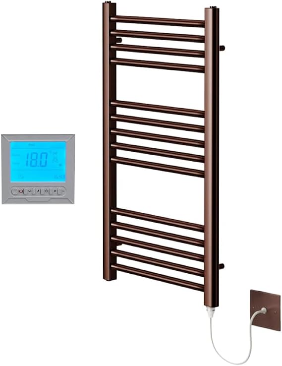 Brushed Bronze Electric Towel Rail 400mm W x 800mm H + Timer