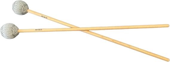 AIAS Vibraphone Mallets Grey Wrapped Heads with Maple Shafts Clear Articulation 16 Inch Pair