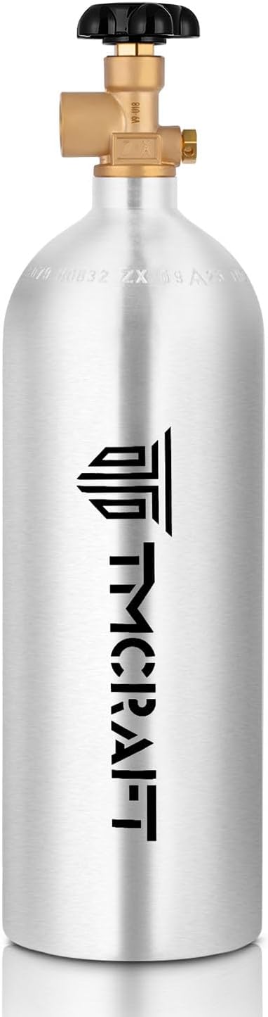22 Cu.Ft DOT Nitrogen Cylinder, Aluminum Alloy, CGA-580 Valve | High-Strength Aluminum Alloy 6061-T6, Safety Certified with DOT, Brushed Surface with Production Fresh Date (Ships Empty)