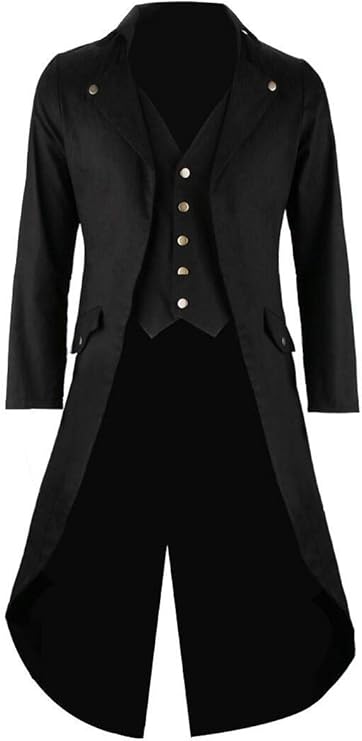 Gothden Men's Vintage Tailcoat Jacket Gothic Victorian Coat Uniform Halloween Costume with Pocket
