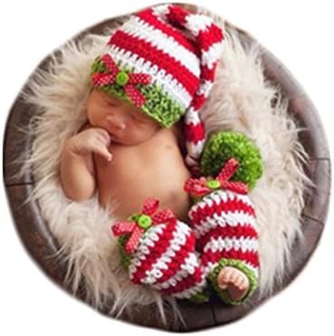 Christmas Newborn Baby Photo Shoot Props Outfits Crochet Knit Clothes Infant Boy Girl Christmas Costume Hat Leggings