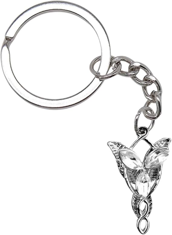 Stainless Steel Arwen Evenstar Charm Keychain for Women Men,Cz Elven Metal Accessories Keychain Gifts for Fans