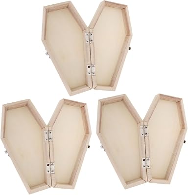 CIMAXIC 3Pcs Coffin Shaped Jewelry Boxes Unique Halloween Candy Containers Unpainted Storage Case for Rings Earrings Treats Lightweight Portable Design