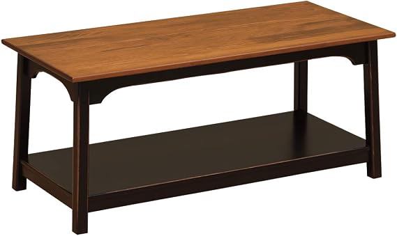 Peaceful Classics Rustic Wood Shaker Coffee Table Amish Furniture, 2 Tier Shelves Farmhouse Coffee Tables Made from Durable Real Wood, Coffee Tables for Living Room - 40" W x 18" D x 19" H, Black
