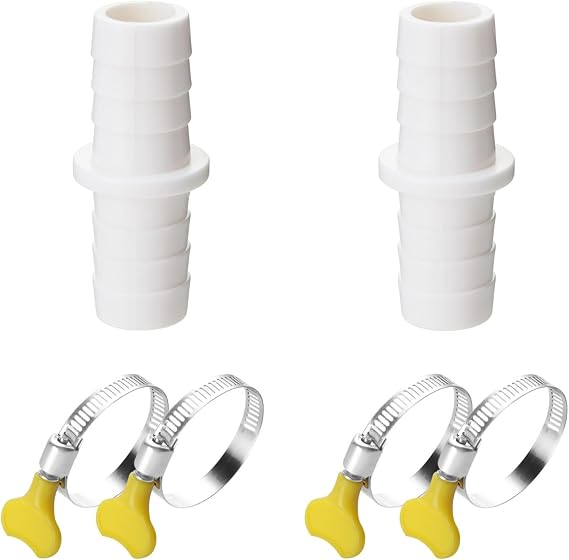 Elyfree 2 Pieces Washing Machine Drain Hose Connectors,Washer Drain Hose Extension Adapter with 4 Hose Clamps,for Washing Machine Dishwasher Water Pipe,Fit for 0.8 Inch Hose